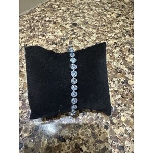 Touchstone Crystal Light Sapphire Mini Ice Bracelet Rhodium Plated NEW‎ 7.25"